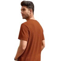 TAGDO Men's Waffle Knitted Crew Neck Regular Fit Tees
